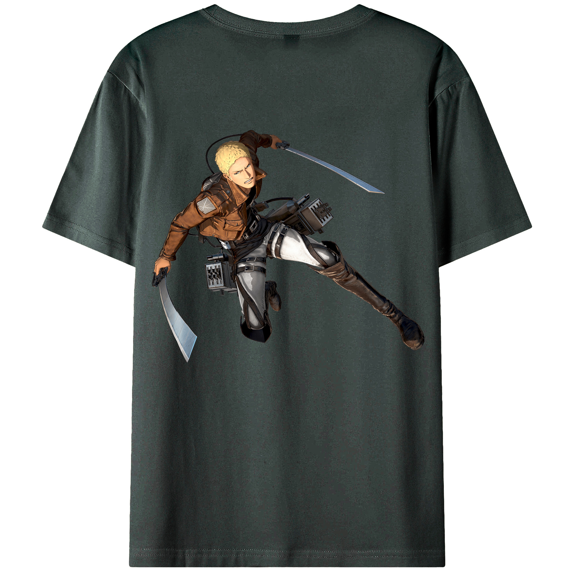 （画像用） 進撃の巨人 ライナー・ブラウン Attack on Titan Reiner Braun 綿100％ メンズ半袖Tシャツ（バックプリント） 通気性